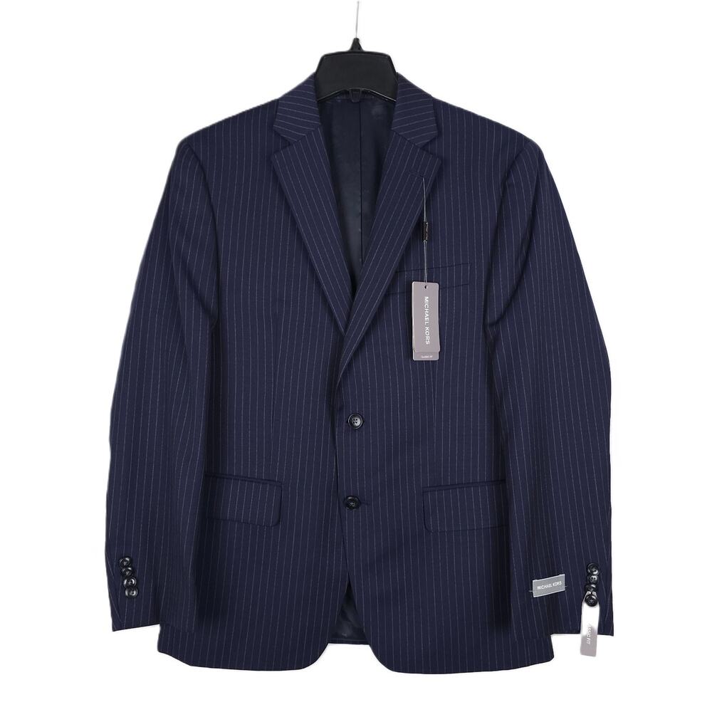 Michael Kors Mens Classic Fit Suit Jacket Blazer 36R Navy Pinstripe Wool NWT